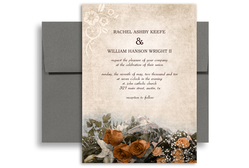 Wedding Invitation Template WI1010 Diy Red Vintage Roses Microsoft Wedding