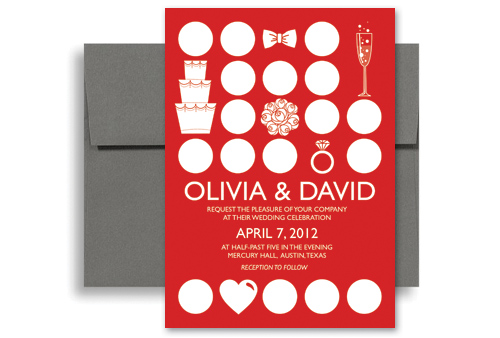 Wedding Invitation Template WI1153 Red White Ring Bouquet Personalized 