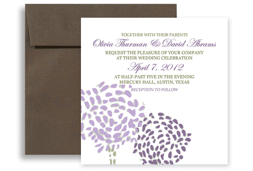Purple Green Modern Template Printable Wedding Invitation 5x5 in Square