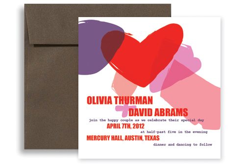 Abstract Heart Art Wedding Invitation Example 5x5 in Square