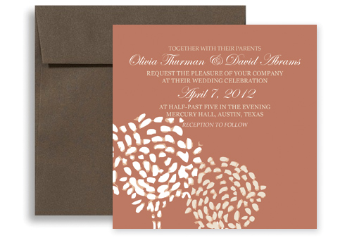 Bibliotheque Floral Pattern Wedding Invitation Templates 5x5 in Square