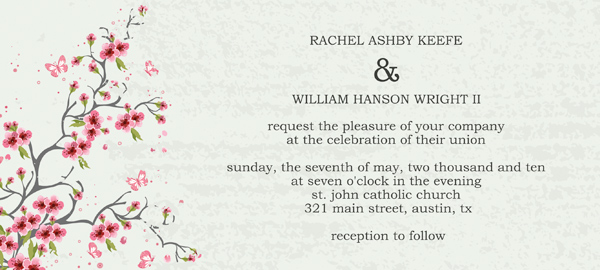 Wedding Invitation Card Sample